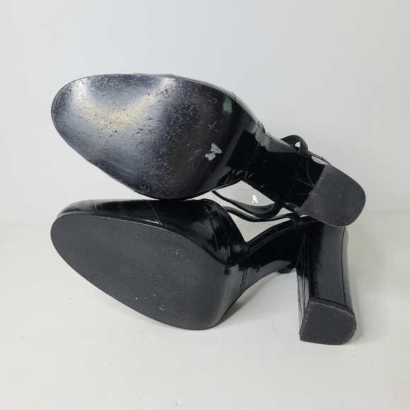 Jil Sander Runway Black Heeled Mule Ankle Strap Shoes - Picture 9 of 14